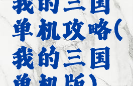 我的三国单机攻略(我的三国单机版)
