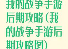 我的战争手游后期攻略(我的战争手游后期攻略图)