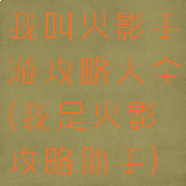 我叫火影手游攻略大全(我是火影攻略助手)
