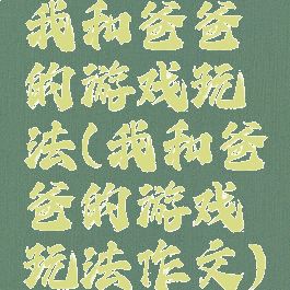 我和爸爸的游戏玩法(我和爸爸的游戏玩法作文)