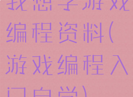 我想学游戏编程资料(游戏编程入门自学)