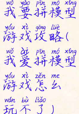 我要拼模型游戏攻略(我爱拼模型游戏怎么玩不了)