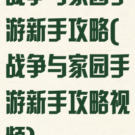 战争与家园手游新手攻略(战争与家园手游新手攻略视频)