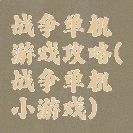 战争单机游戏攻略(战争单机小游戏)