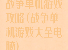 战争单机游戏攻略(战争单机游戏大全电脑)
