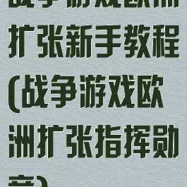战争游戏欧洲扩张新手教程(战争游戏欧洲扩张指挥勋章)