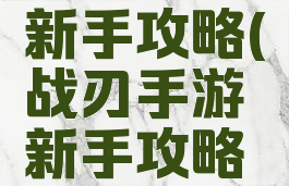 战刃手游新手攻略(战刃手游新手攻略技巧)