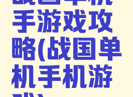 战国单机手游戏攻略(战国单机手机游戏)