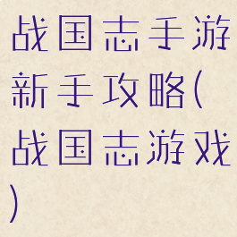 战国志手游新手攻略(战国志游戏)