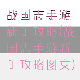 战国志手游新手攻略(战国志手游新手攻略图文)