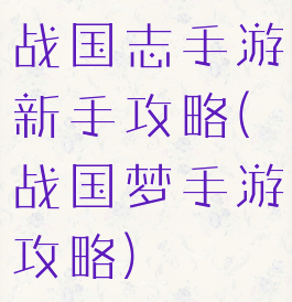 战国志手游新手攻略(战国梦手游攻略)