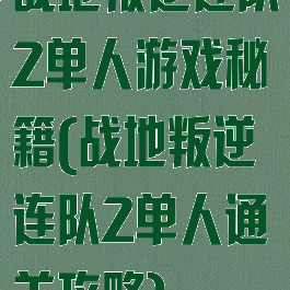 战地叛逆连队2单人游戏秘籍(战地叛逆连队2单人通关攻略)