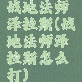 战地法师泽拉斯(战地法师泽拉斯怎么打)