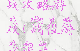 战攻略游戏(战役游戏攻略)