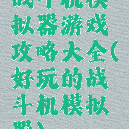 战斗机模拟器游戏攻略大全(好玩的战斗机模拟器)