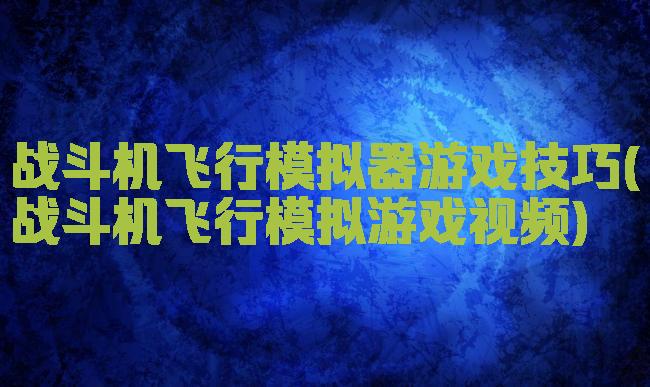 战斗机飞行模拟器游戏技巧(战斗机飞行模拟游戏视频)