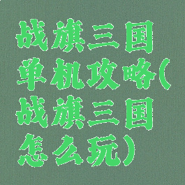 战旗三国单机攻略(战旗三国怎么玩)