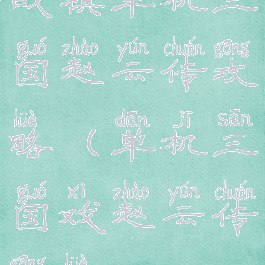 战棋单机三国赵云传攻略(单机三国戏赵云传攻略)