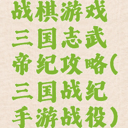战棋游戏三国志武帝纪攻略(三国战纪手游战役)