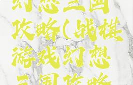 战棋游戏幻想三国攻略(战棋游戏幻想三国攻略视频)