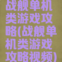 战舰单机类游戏攻略(战舰单机类游戏攻略视频)