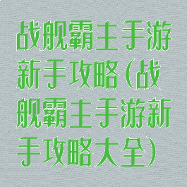 战舰霸主手游新手攻略(战舰霸主手游新手攻略大全)