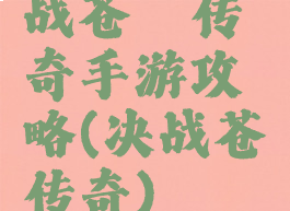 战苍穹传奇手游攻略(决战苍穹传奇)