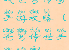 战苍穹传奇手游攻略(苍穹传世手游官网)