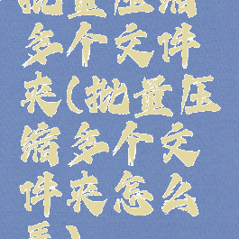 批量压缩多个文件夹(批量压缩多个文件夹怎么弄)