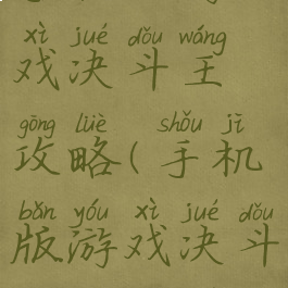 手机版游戏决斗王攻略(手机版游戏决斗王攻略图)