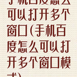 手机百度怎么可以打开多个窗口(手机百度怎么可以打开多个窗口模式)