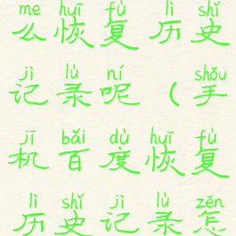 手机百度怎么恢复历史记录呢(手机百度恢复历史记录怎么办)