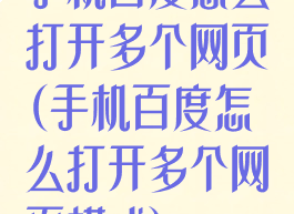 手机百度怎么打开多个网页(手机百度怎么打开多个网页模式)
