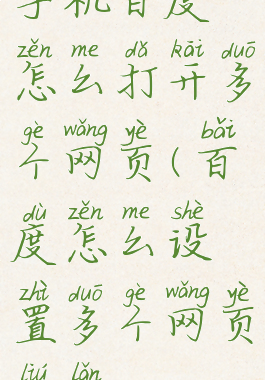 手机百度怎么打开多个网页(百度怎么设置多个网页浏览)