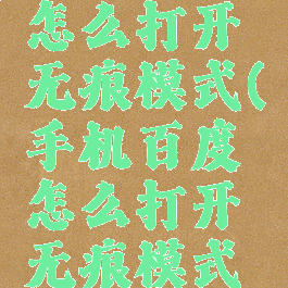 手机百度怎么打开无痕模式(手机百度怎么打开无痕模式功能)
