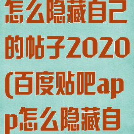 手机百度贴吧怎么隐藏自己的帖子2020(百度贴吧app怎么隐藏自己的帖子)