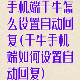 手机端千牛怎么设置自动回复(千牛手机端如何设置自动回复)