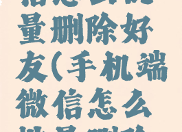 手机端微信怎么批量删除好友(手机端微信怎么批量删除好友信息)