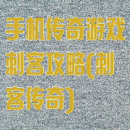 手机传奇游戏刺客攻略(刺客传奇)