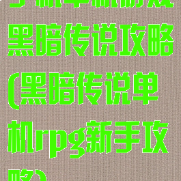 手机单机游戏黑暗传说攻略(黑暗传说单机rpg新手攻略)
