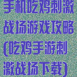 手机吃鸡刺激战场游戏攻略(吃鸡手游刺激战场下载)