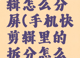 手机快剪辑怎么分屏(手机快剪辑里的拆分怎么用)