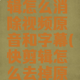 手机快剪辑怎么消除视频原音和字幕(快剪辑怎么去掉原声音)