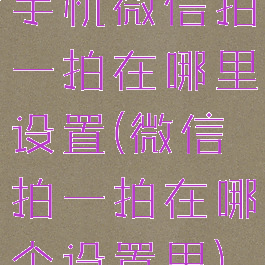 手机微信拍一拍在哪里设置(微信拍一拍在哪个设置里)