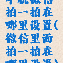 手机微信拍一拍在哪里设置(微信里面拍一拍在哪里设置)