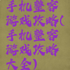 手机整容游戏攻略(手机整容游戏攻略大全)