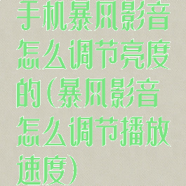 手机暴风影音怎么调节亮度的(暴风影音怎么调节播放速度)