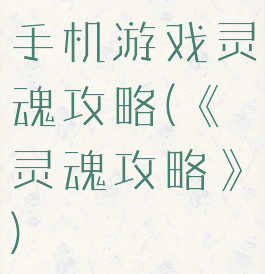 手机游戏灵魂攻略(《灵魂攻略》)