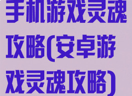 手机游戏灵魂攻略(安卓游戏灵魂攻略)