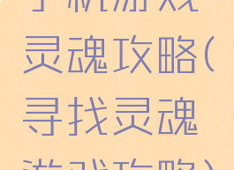 手机游戏灵魂攻略(寻找灵魂游戏攻略)